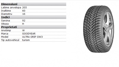 Anvelopa Iarna Chevrolet Cruze Goodyear Ultra Grip Gw3 205/60/r16